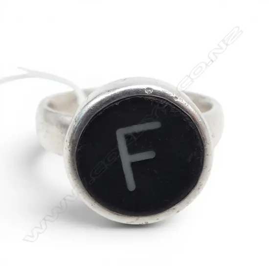STERLING SILVER VINTAGE TYPEWRITER KEY RING SIZE V
