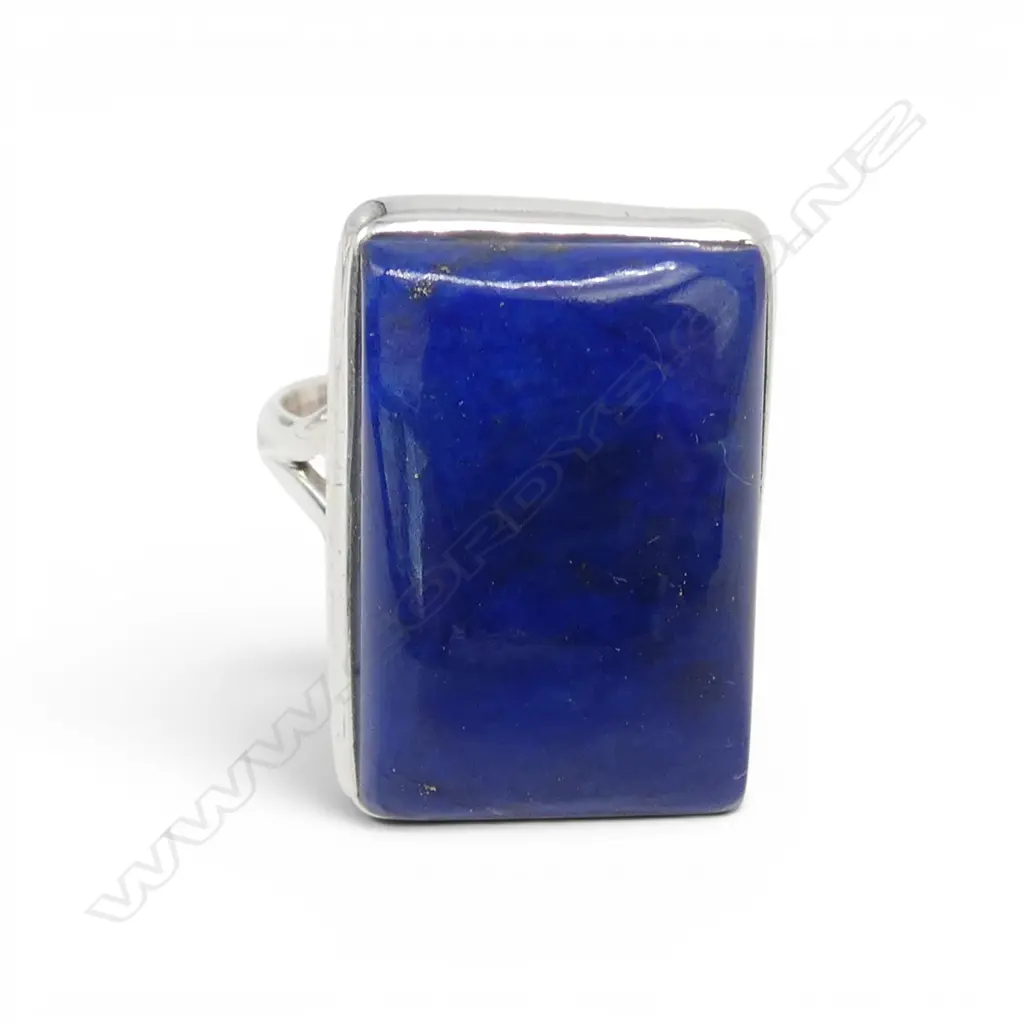 SILVER LAPIS LAZULI RING SIZE Q Image 1++