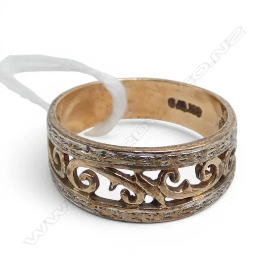 9CT FILLIGREE RING 3.7gms SIZE O