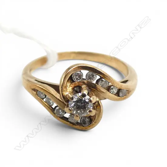 9CT DIAMOND RING, 2.0gms SIZE J