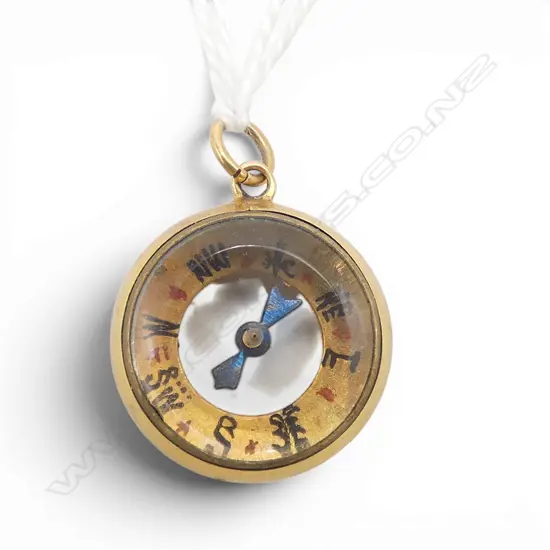 9CT GOLD COMPASS PENDANT WORKING MAKER L&G PEMBER BIRMINGHAM 1909 3,6GMS TOTAL WIEGHT