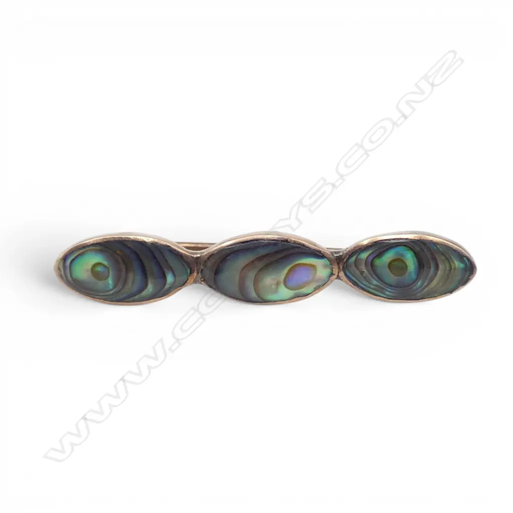 9ct ROSE GOLD & PAUA SHELL BROOCH 2.2gms Image 1++