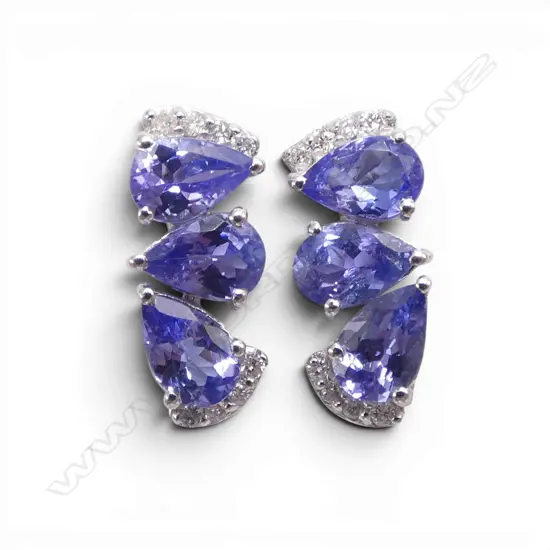 PR SILVER DIAMOND & TANZANITE EARRINGS, STUDS