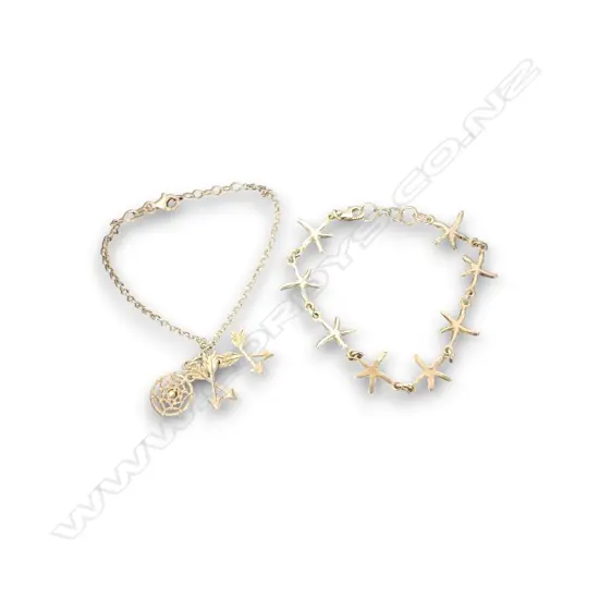 SILVER DREAMCATCHER AND ARROW CHARM BRACELET AND SILVER LINKED STARFISH BRACELET