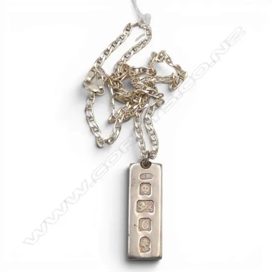 S/SILVER INGOT ON S/SILVER CHAIN 42.7GMS