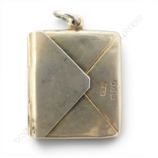 Chester 1913 silver stamp holder with gilded interior.