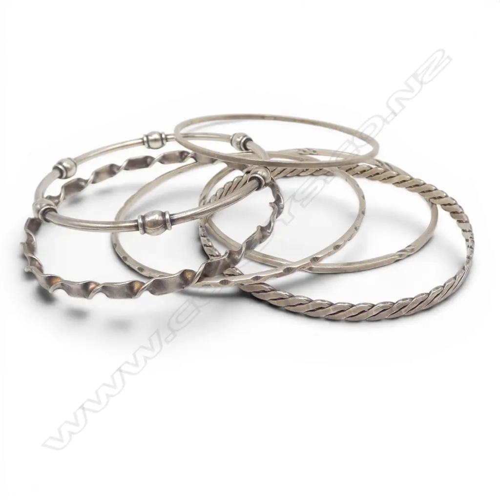 6 S/SILVER BANGLES DIFFERNT SHAPES 54.6GMS Image 1++
