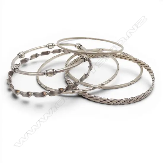 6 S/SILVER BANGLES DIFFERNT SHAPES 54.6GMS