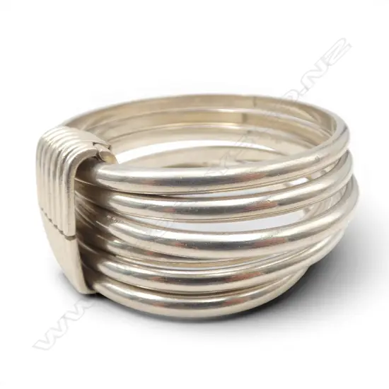 "POMELLATO" STG SILVER BRACELET (6 HELD BY HINGED CLASP) 200gms approx 6.5cm inside diam.