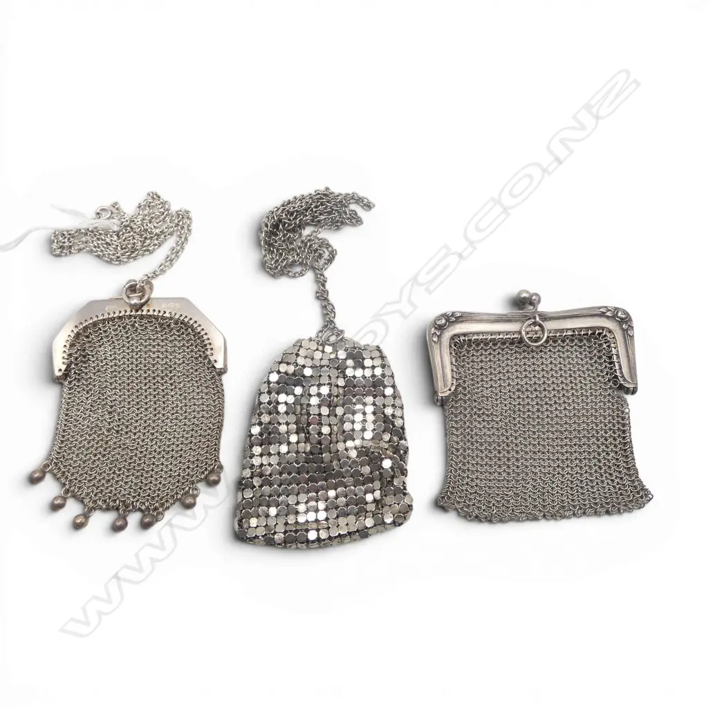 2 SILVER COIN PURSES, 800 & 925 64gms + ANOTHER Image 1++