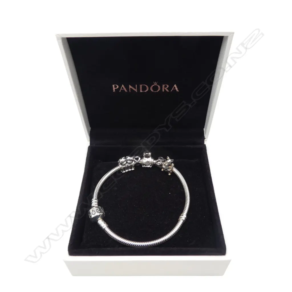 S/SILVER PANDORA CHARM BRACELET 27.7GMS IN ORIGINAL BOX  Image 1++