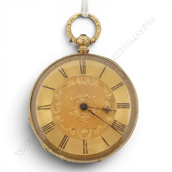 19thC EUROPEAN 18ct GOLD OPEN FACE POCKET WATCH slim line. Engraved A.G. Bartlett. 33.5gms