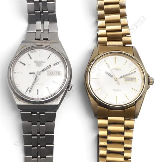 SEIKO 5 GENTS AUTOMATIC WRISTWATCH & SEIKO QUARTZ SQ100 WRISTWATCH