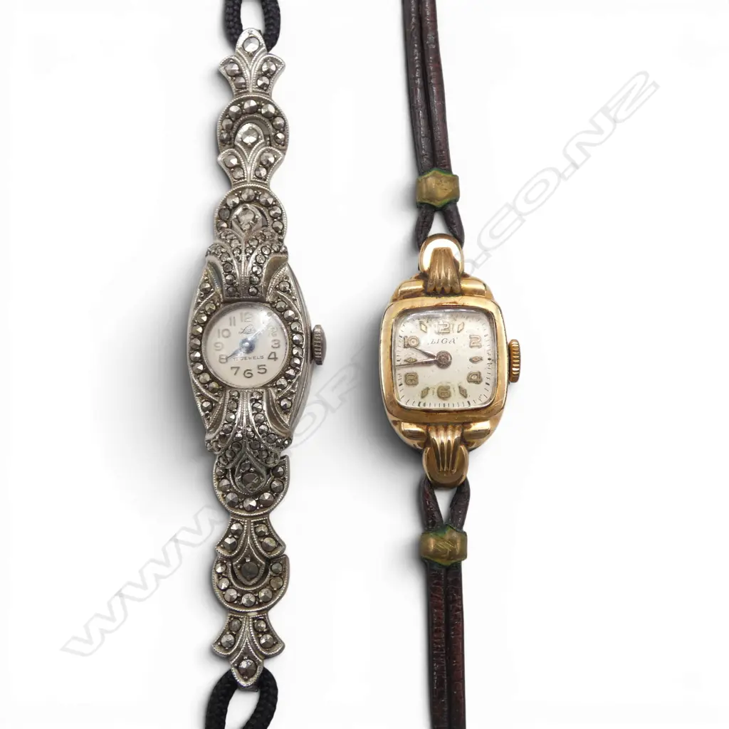 2 LADIES WRISTWATCHES 1 S/SILVER & MARQUISITE Image 1++