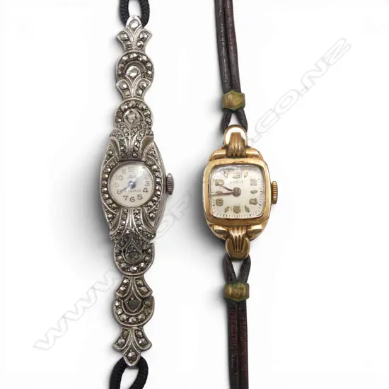 2 LADIES WRISTWATCHES 1 S/SILVER & MARQUISITE
