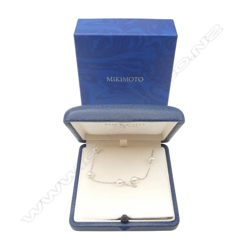 MIKIMOTO 18CT WG PEARL NECKLACE L.390mm, BOXED Image 1++