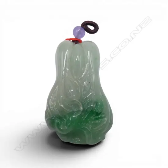 ORIENTAL JADE BOK CHOY PENDANT 50x30mm