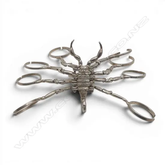 MEXICO SILVER SCORPIAN RING multi articulated ringed legs 34gms