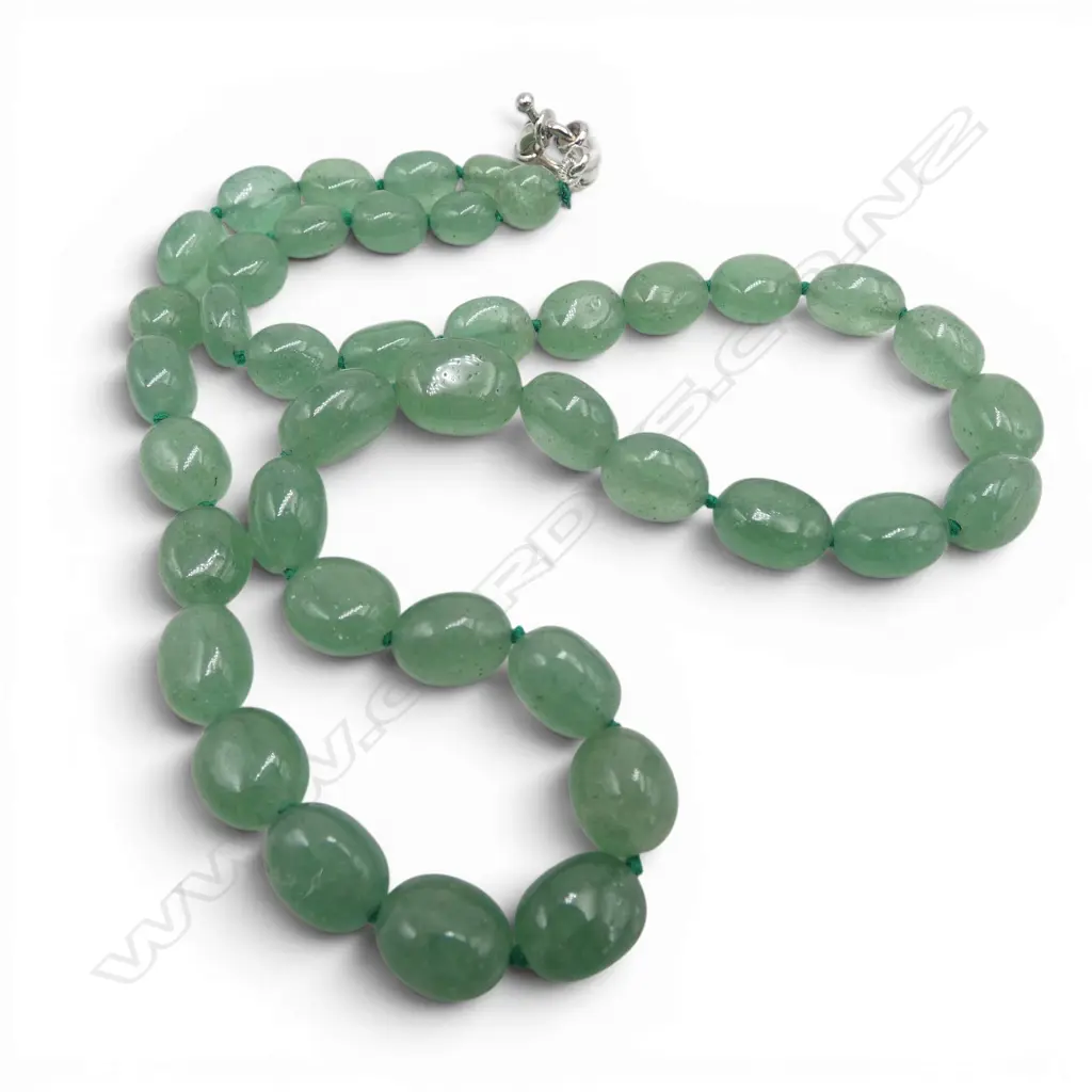 KNOTTED JADITE BEAD NECKLACE, L.460mm Image 1++