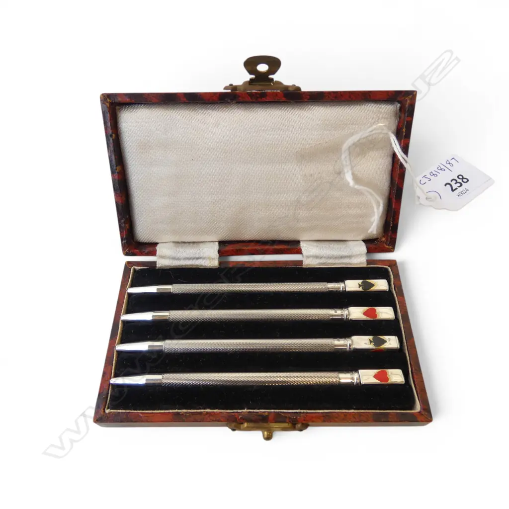 ART DECO S/SILVER BRIDGE PENCILS ORIGINAL BOX 31GMS  Image 1++