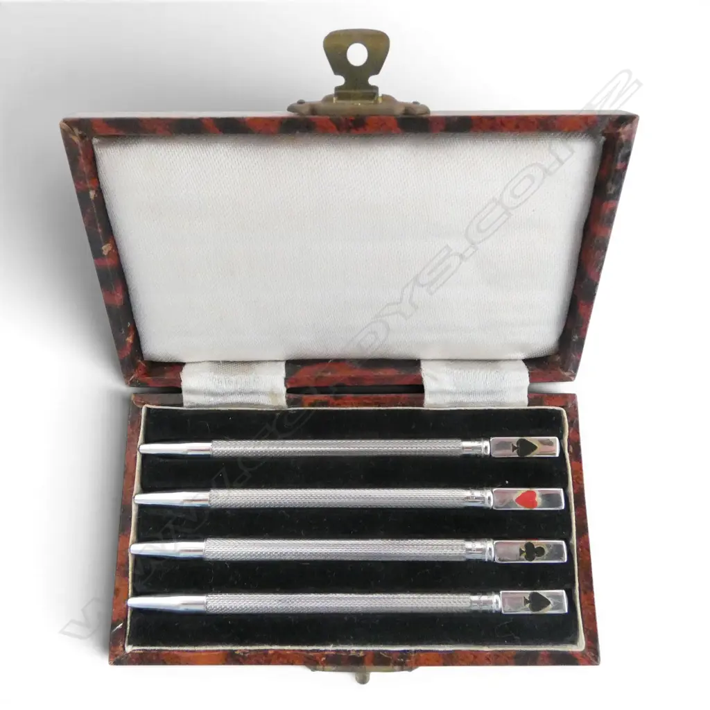 ART DECO S/SILVER BRIDGE PENCILS ORIGINAL BOX 31GMS  Image 1++
