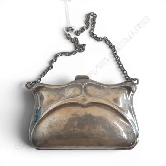 ART NOUVEAU STG SILVER COIN PURSE w. FITTED INTERIOR, HENRY CLIFFORD DAVIS, BIRMINGHAM 1910, 56gms