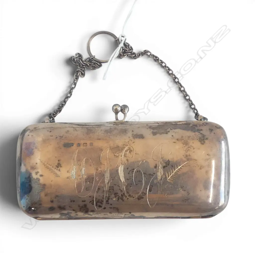 EARLY 20thC STG SILVER COIN PURSE w. FITTED INTERIOR, 90gms Image 1++