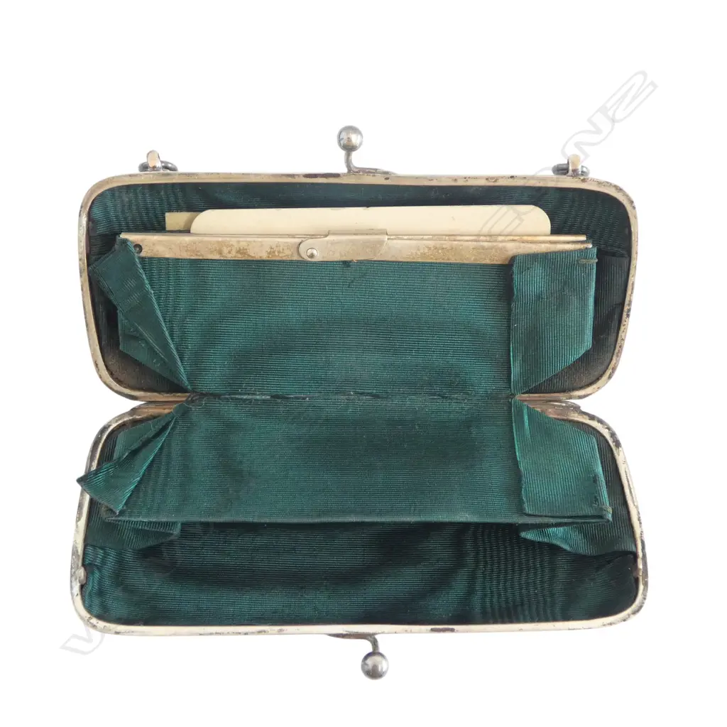 EARLY 20thC STG SILVER COIN PURSE w. FITTED INTERIOR, 90gms Image 1++