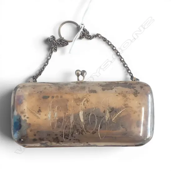 EARLY 20thC STG SILVER COIN PURSE w. FITTED INTERIOR, 90gms