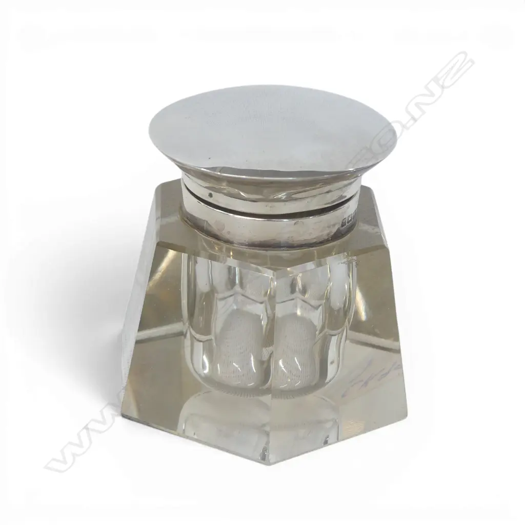 INKWELL w. STG SILVER CAP B'HAM EARLY 20thC H.70mm Image 1++