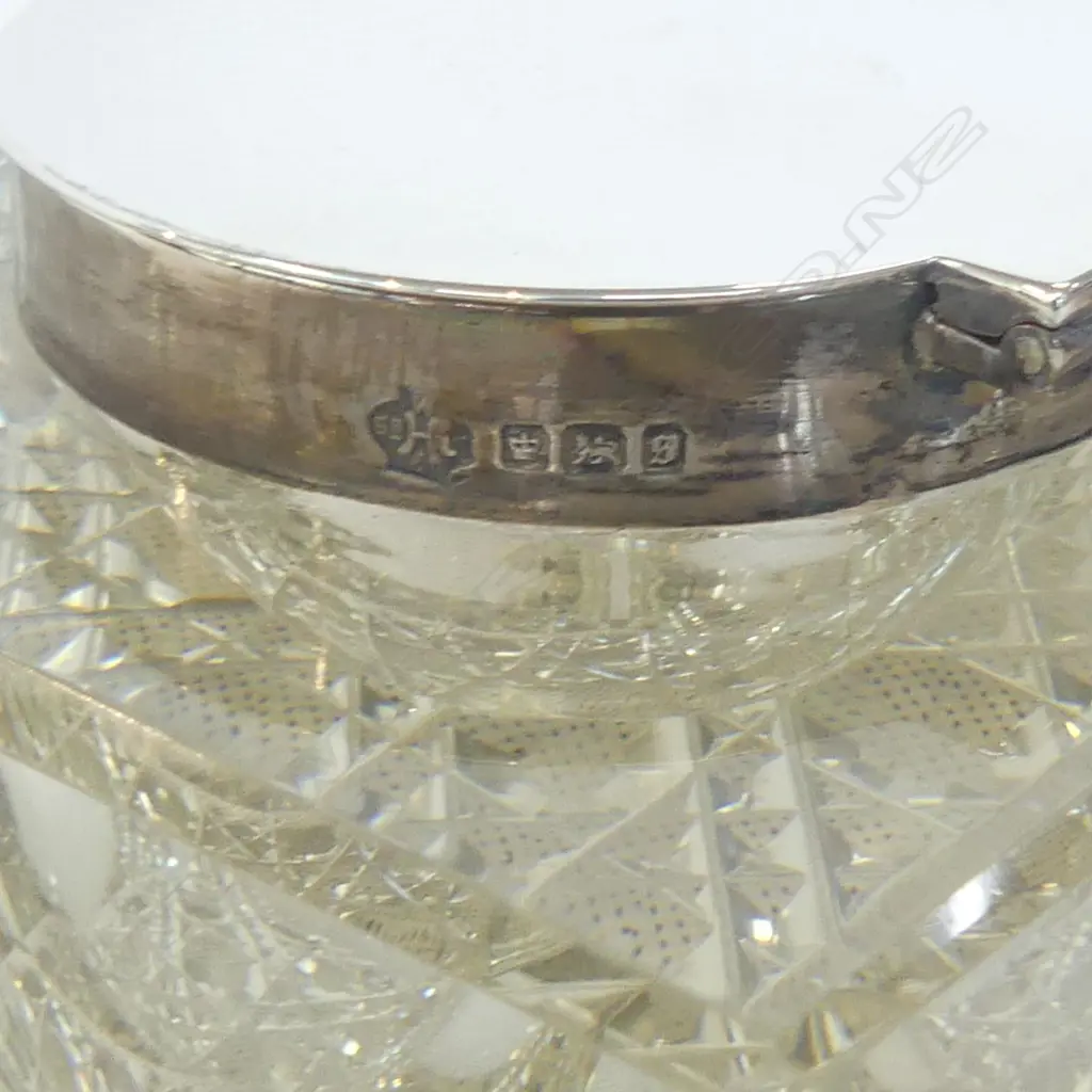 INKWELL w. STG SILVER CAP, SHEFFIELD 1910 90x90x70mm Image 1++