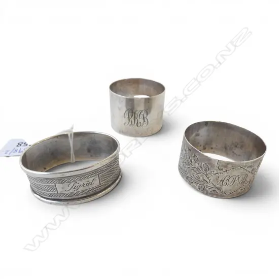 3 STG SILVER NAPKIN RINGS, 54gms