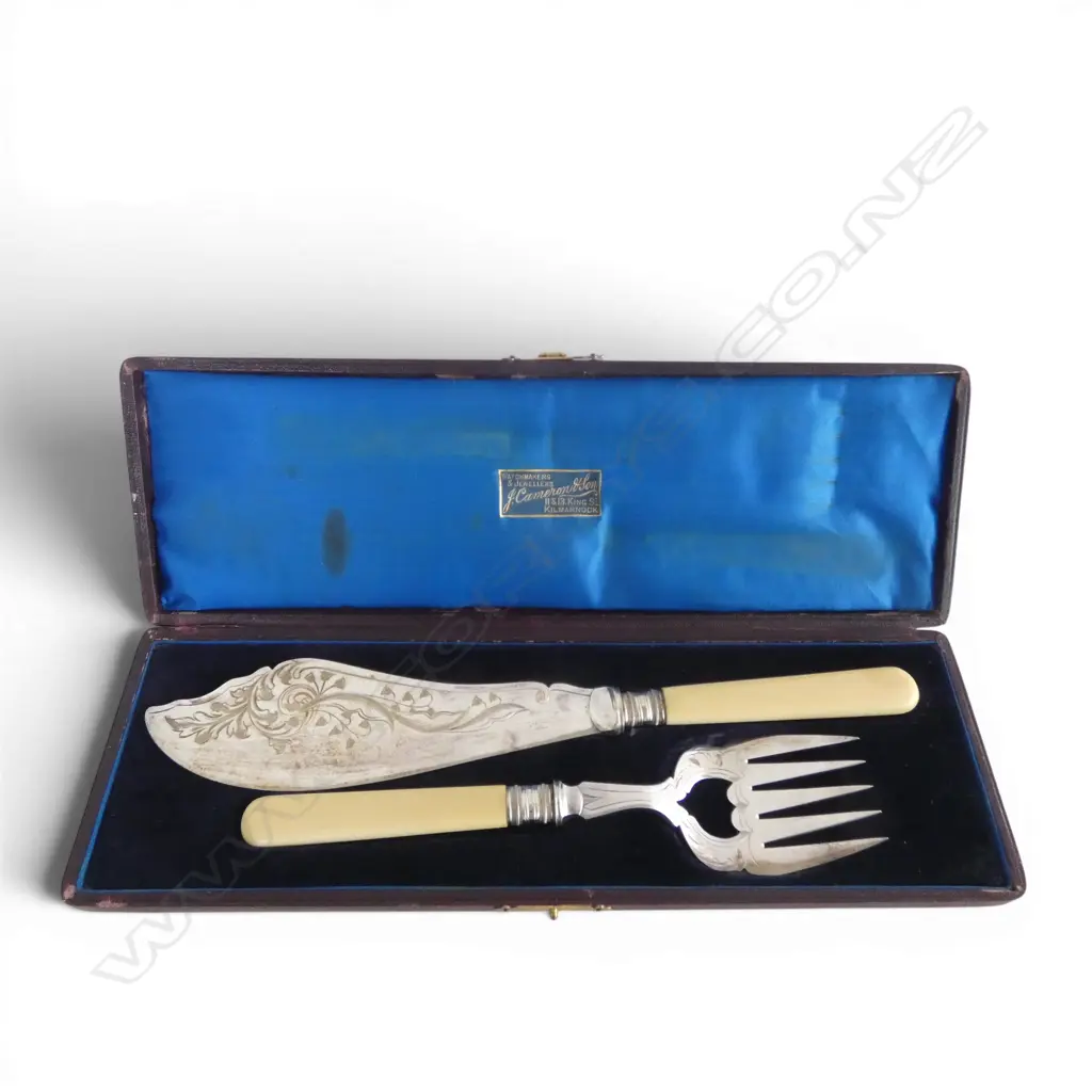 CASED IVORINE 'BONE' FISH SET  Image 1++