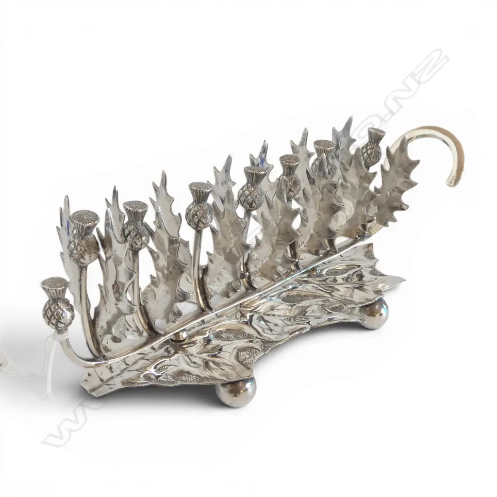 VICTORIAN STEWART DAWSON SILVER PLATED THISTLE TOAST RACK L260MM Image 1++