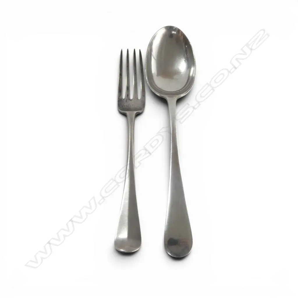 STG SILVER SPOON SHEFFIELD 1928 & STG FORK LONDON 1923, 87gms  Image 1++