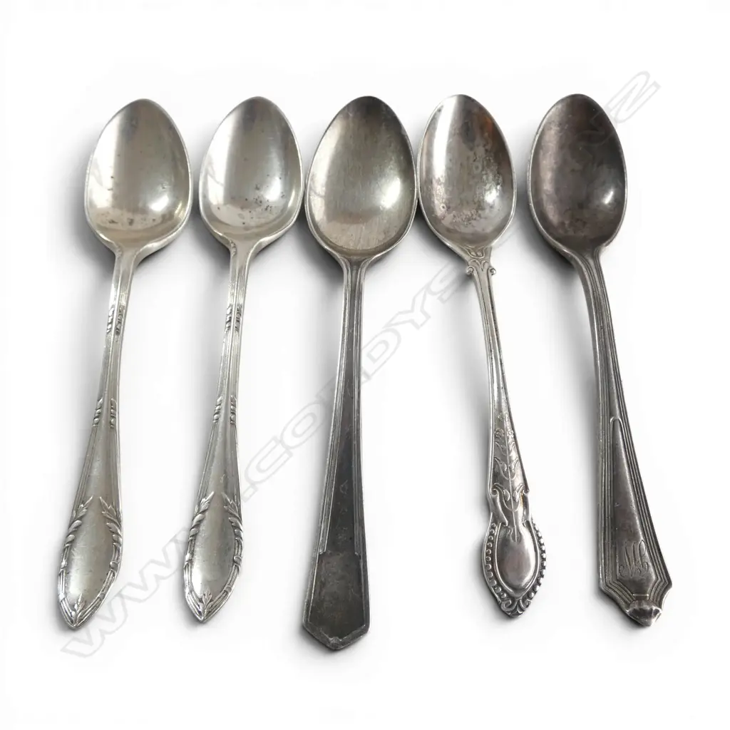 5 ASST. STG SILVER SPOONS 74gms Image 1++
