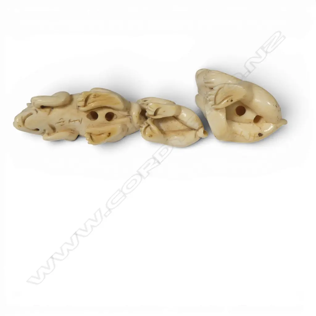 2 IVORY MONKEY NESUKE, SIGNED L.60mm Image 1++