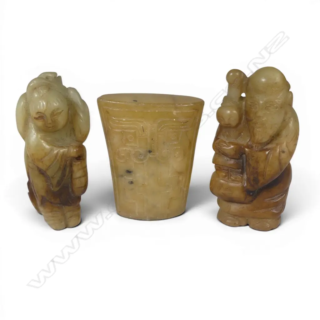 3 PCES CHINESE CARVED STONE H.65mm Image 1++