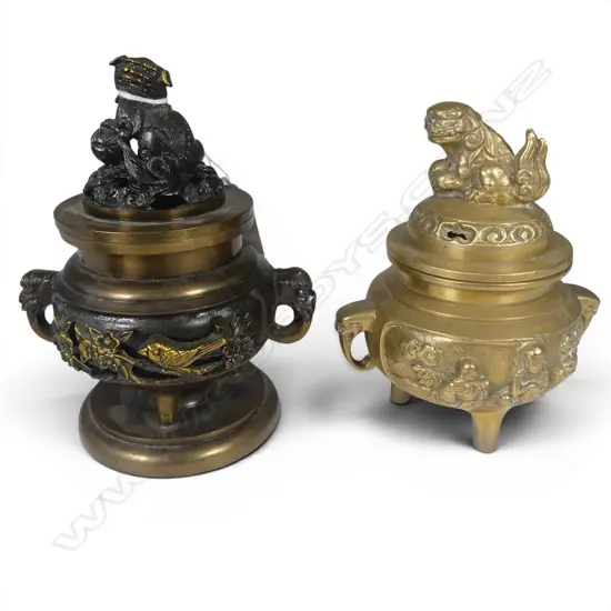 2 CAST BRONZE BURNERS FOR BUDDIST RITUAL PRAYERS