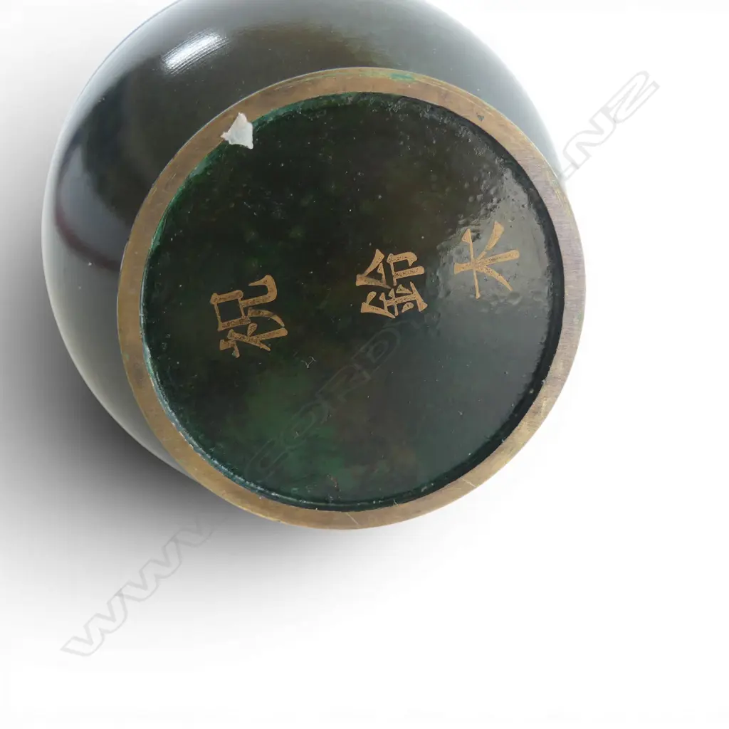 VINTAGE JAPANESE BRONZE VASE w GREEN PATINA, H.245 Image 1++