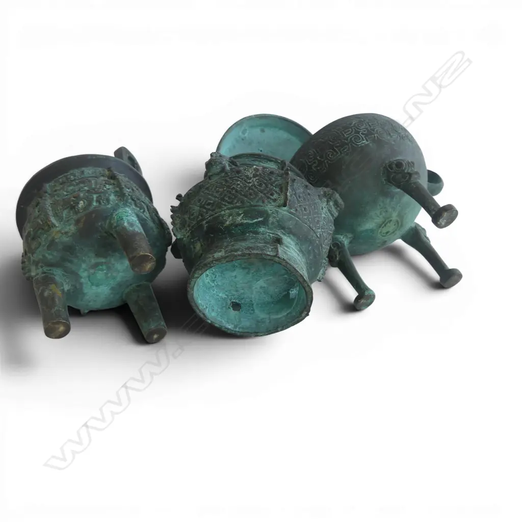 3 ORIENTAL ARCHAIC STYLE CENSORS, 1 LIDDED H.105mm Image 1++