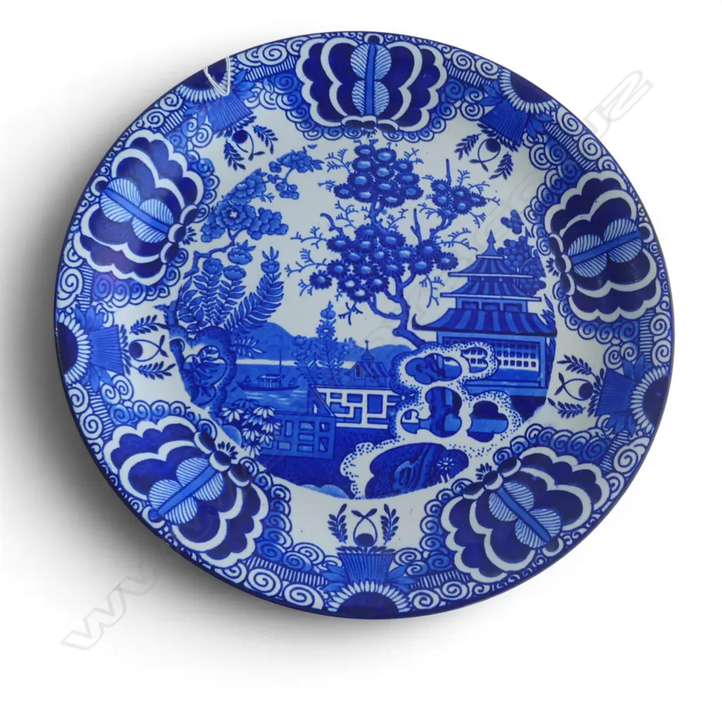 WOODS & SONS BLUE & WHITE CHARGER SHAN TUNG PAT DIA330MM Image 1++