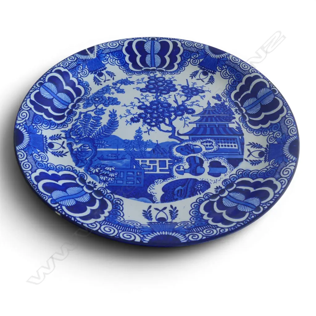 WOODS & SONS BLUE & WHITE CHARGER SHAN TUNG PAT DIA330MM Image 1++