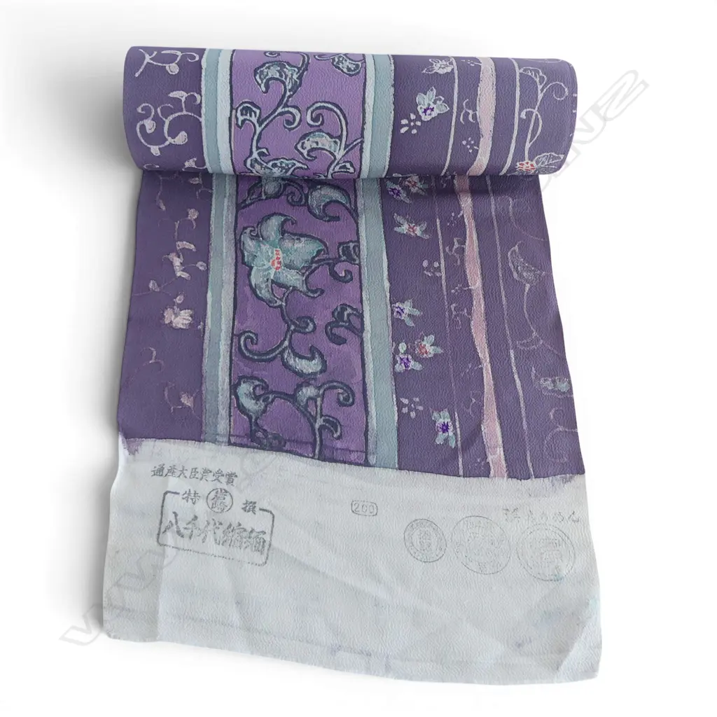 Unused 1980's NISHIJIN TEXTILE (Kyoto) JAPANESE SILK ROLL L.12M W.370mm. New old stock Image 1++