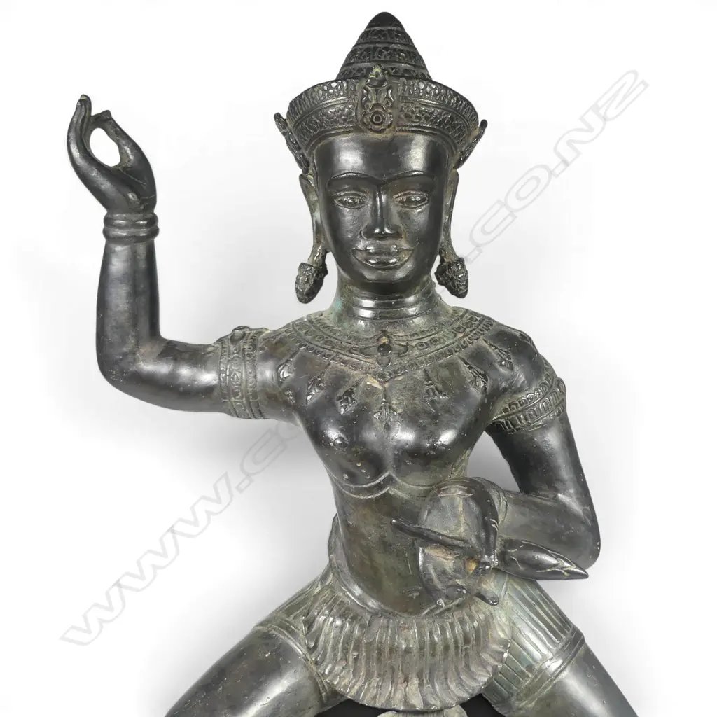 BRONZE APSARA, ORIENTAL DANCER ON EBONISED BASE H.505mm Image 1++