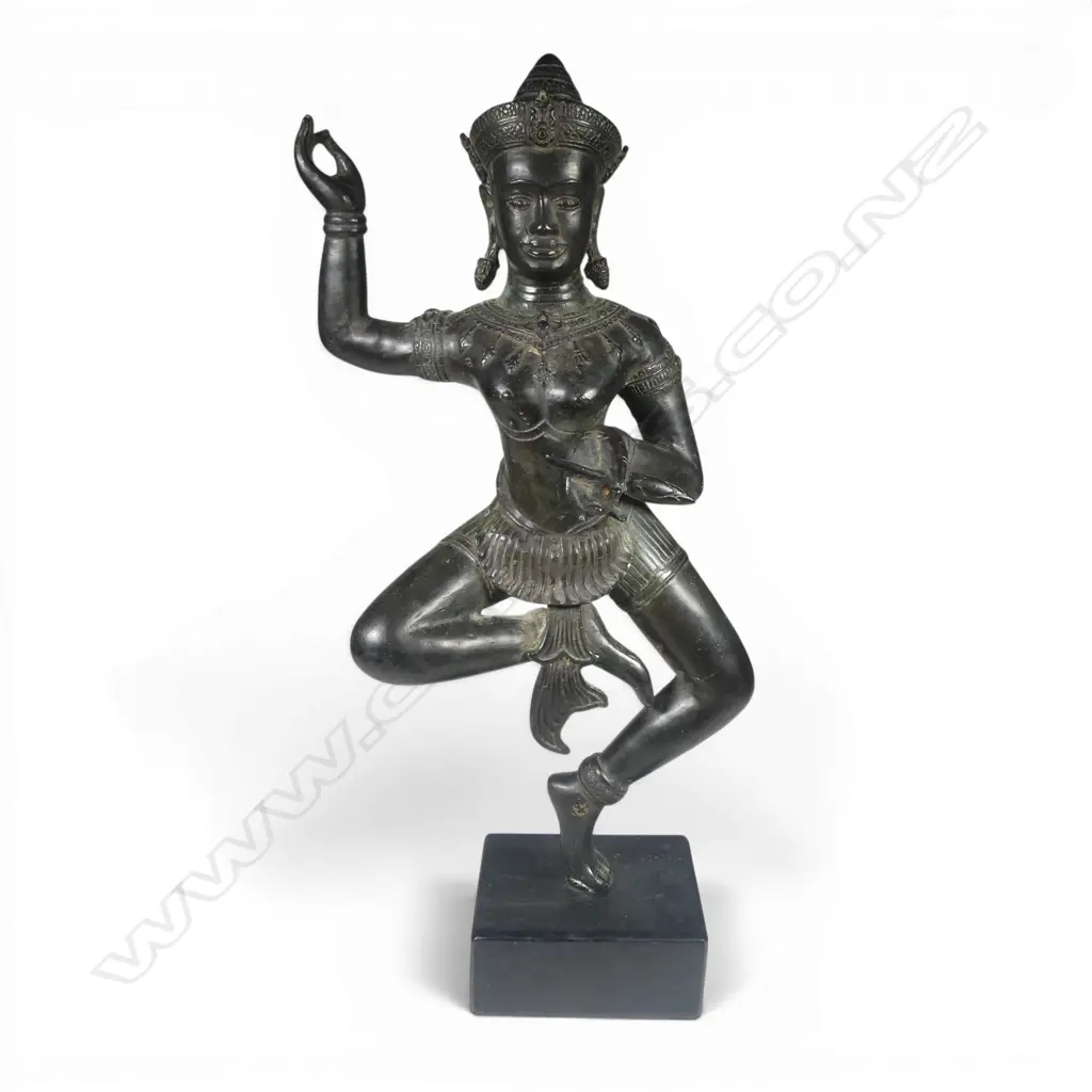 BRONZE APSARA, ORIENTAL DANCER ON EBONISED BASE H.505mm Image 1++