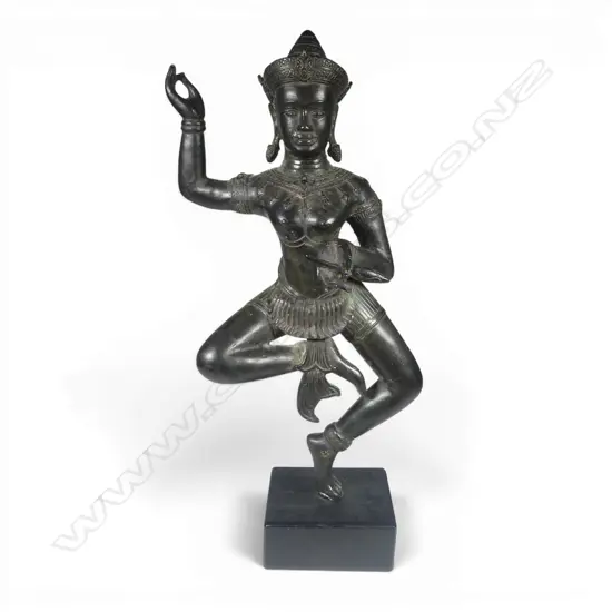 BRONZE APSARA, ORIENTAL DANCER ON EBONISED BASE H.505mm