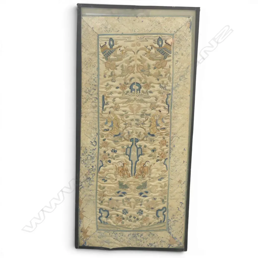 FRAMED CHINESE EMBROIDERY 610x300mm faults Image 1++