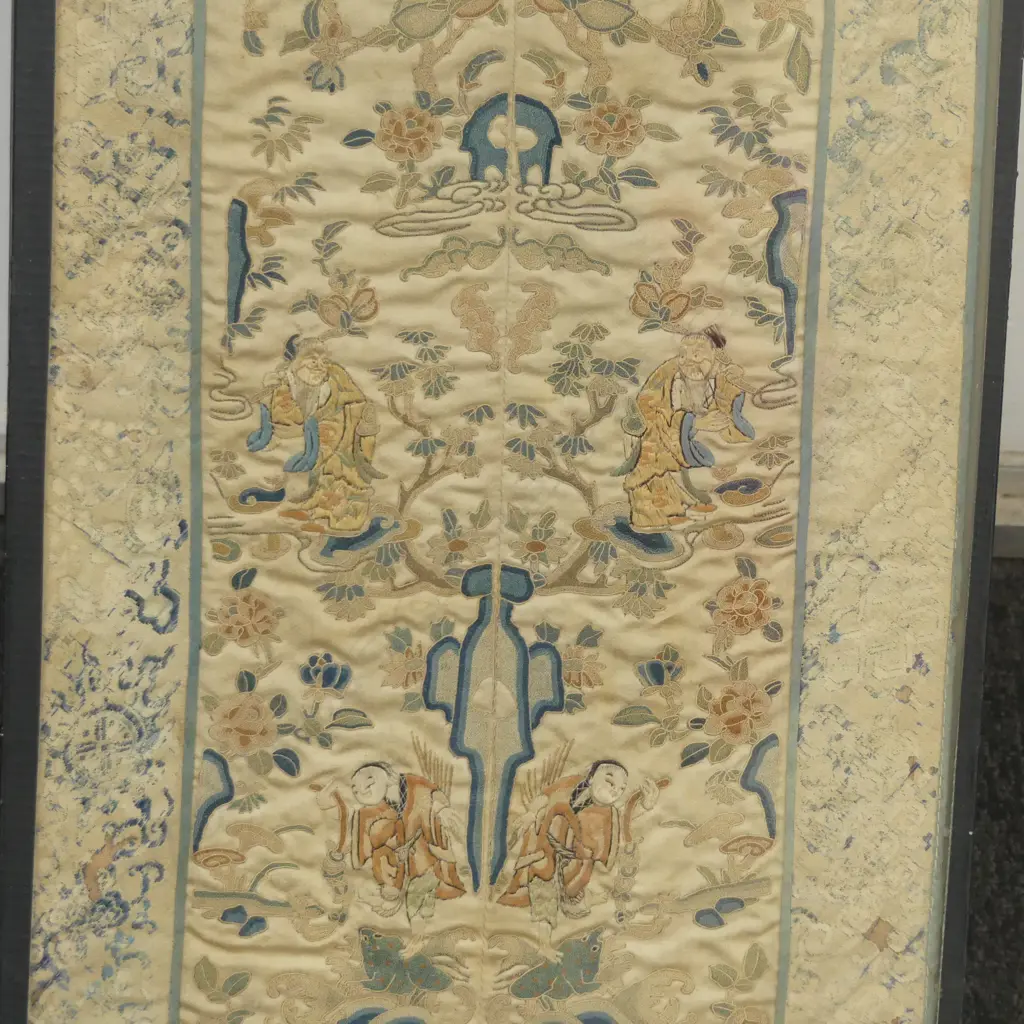 FRAMED CHINESE EMBROIDERY 610x300mm faults Image 1++