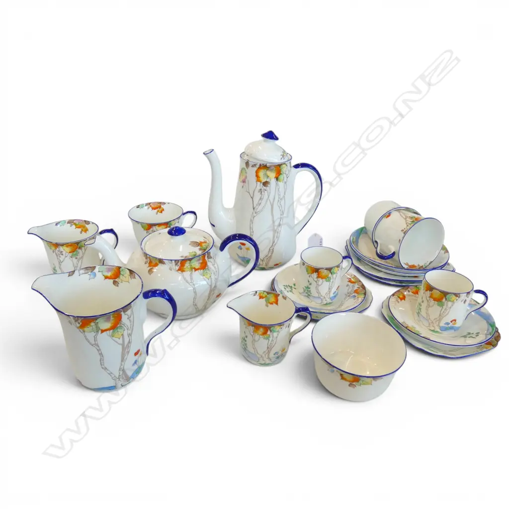 PART SHELLEY CHINA TEA & COFFEE SET AUTUMN LEAF PAT Image 1++